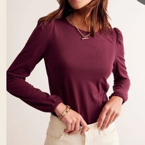 Boden Supersoft Rich Plum Long Sleeve Top size 8